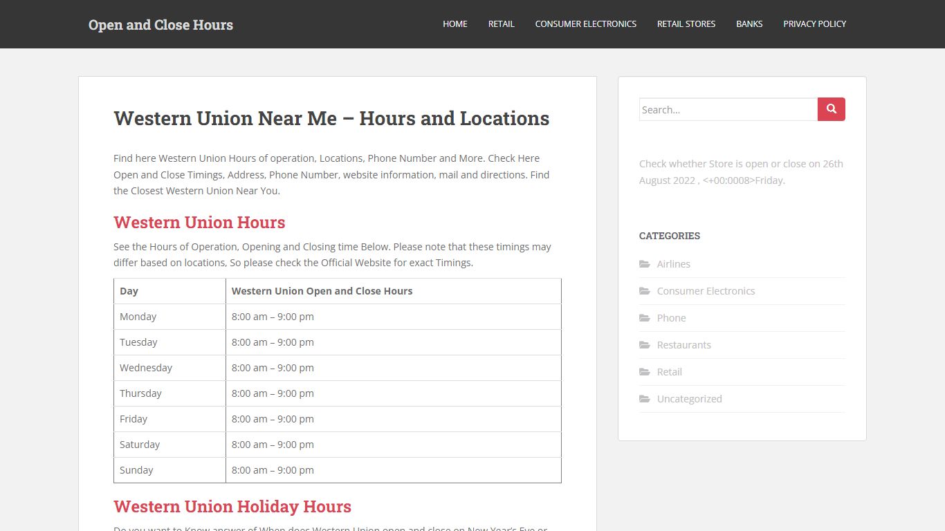 Western Union Near Me - Hours and Locations